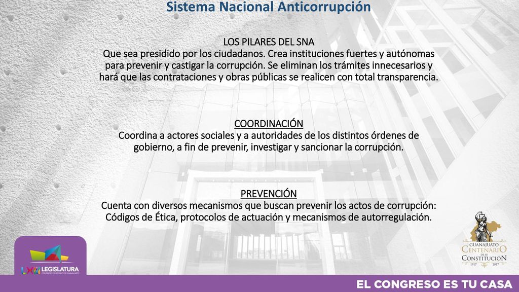 Sistema Nacional Anticorrupción LOS PILARES DEL SNA Que sea presidido por los ciudadanos.