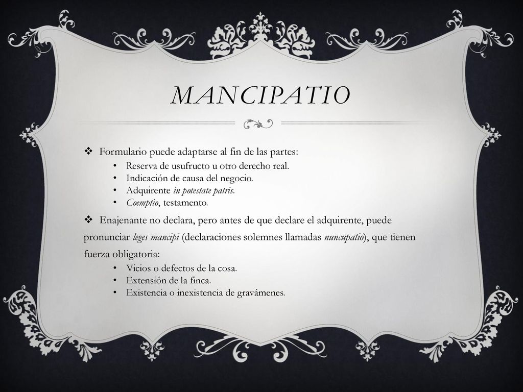 MANCIPATIO Formulario puede adaptarse al fin de las partes: