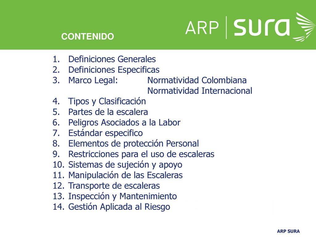 CONTENIDO Definiciones Generales. Definiciones Especificas. Marco Legal: Normatividad Colombiana.