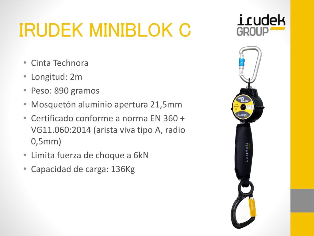 IRUDEK MINIBLOK C Cinta Technora Longitud: 2m Peso: 890 gramos