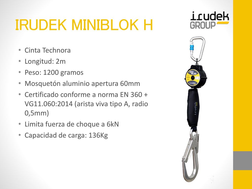 IRUDEK MINIBLOK H Cinta Technora Longitud: 2m Peso: 1200 gramos
