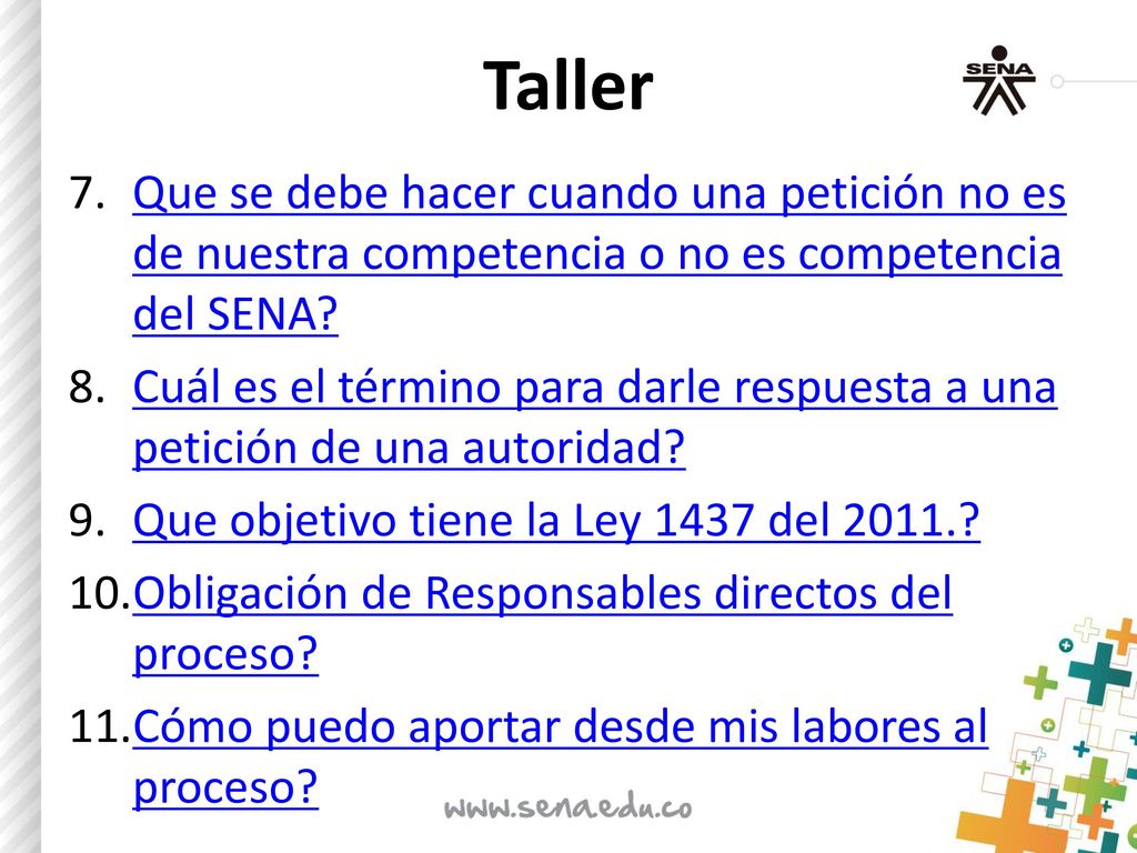 Taller Que se debe hacer cuando una petición no es de nuestra competencia o no es competencia del SENA