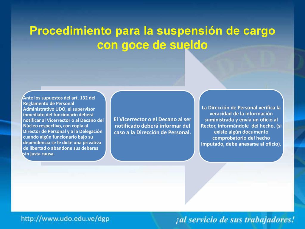 Procedimiento para la suspensión de cargo con goce de sueldo