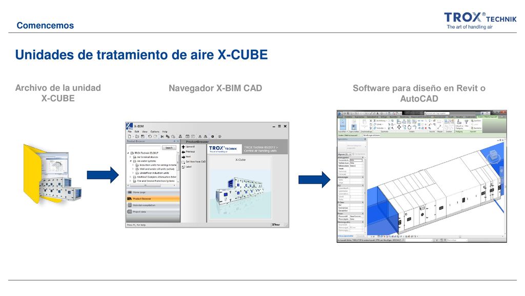 Archivo de la unidad X-CUBE Software para diseño en Revit o AutoCAD