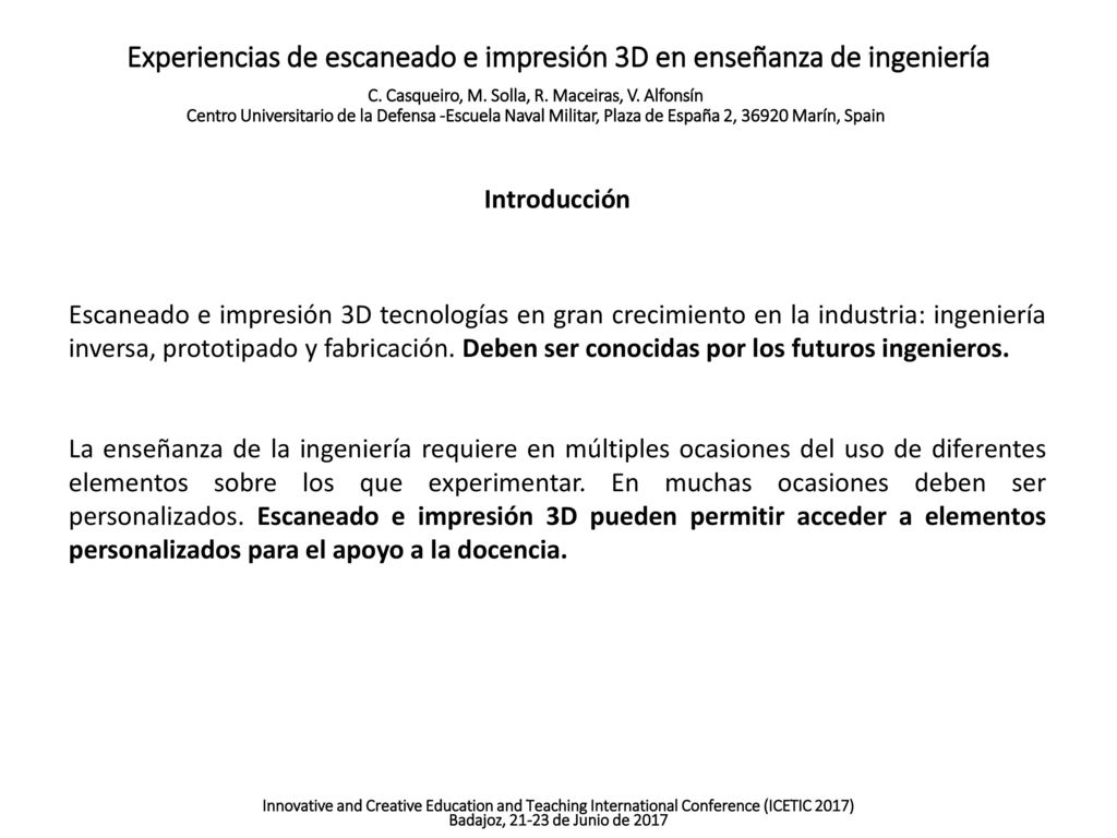 Experiencias de escaneado e impresión 3D en enseñanza de ingeniería