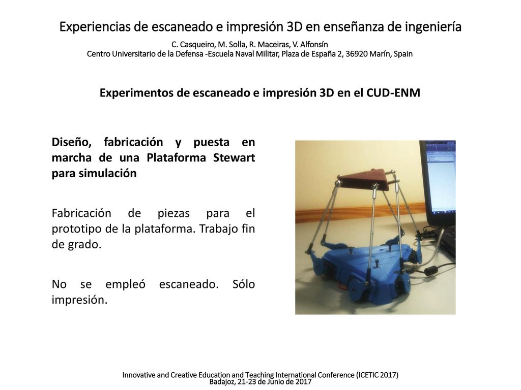 Experiencias de escaneado e impresión 3D en enseñanza de ingeniería