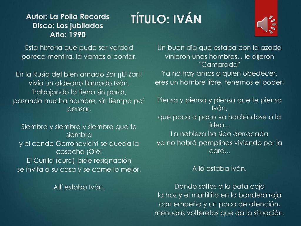 Autor: La Polla Records Disco: Los jubilados Año: 1990 TÍTULO: IVÁN