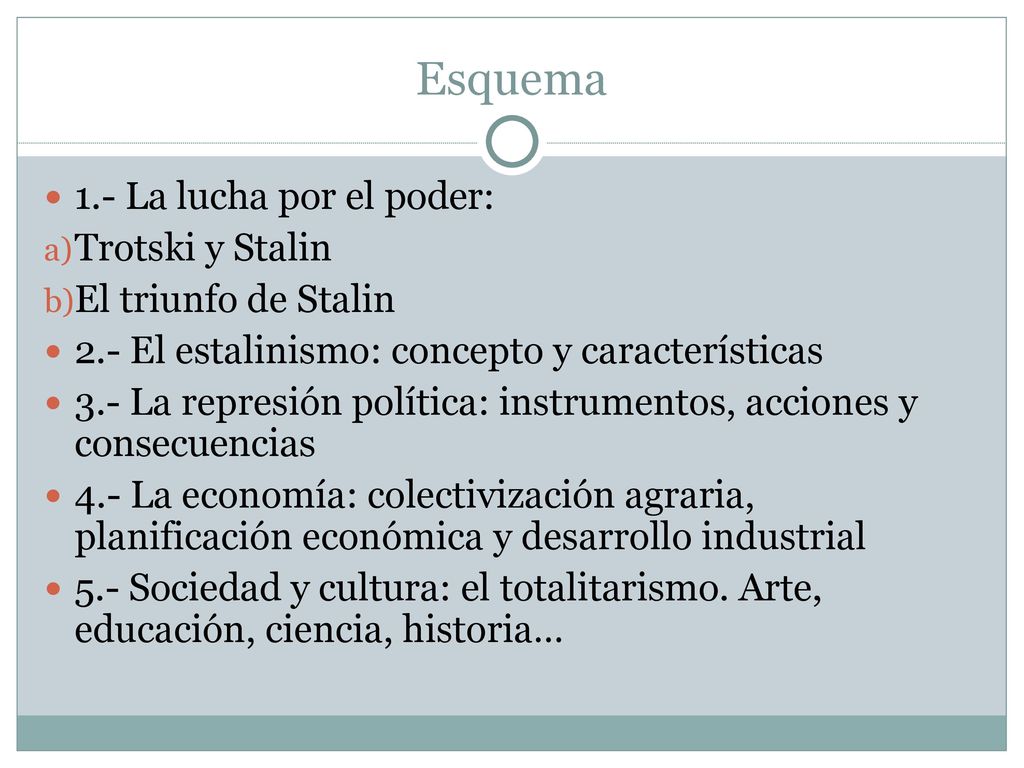 Esquema 1.- La lucha por el poder: Trotski y Stalin