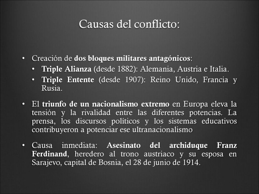 Causas del conflicto: Creación de dos bloques militares antagónicos:
