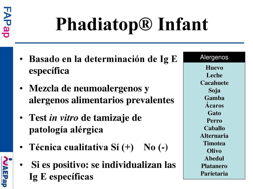 Phadiatop® Infant Basado en la determinación de Ig E específica