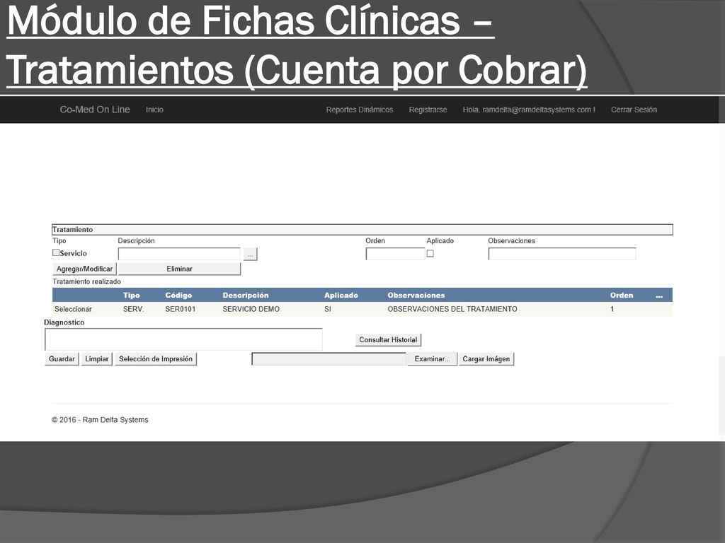Módulo de Fichas Clínicas – Tratamientos (Cuenta por Cobrar)