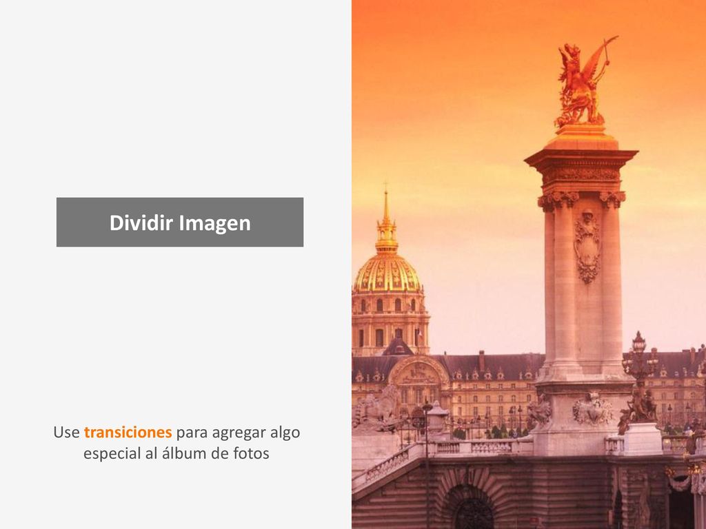 Use transiciones para agregar algo especial al álbum de fotos