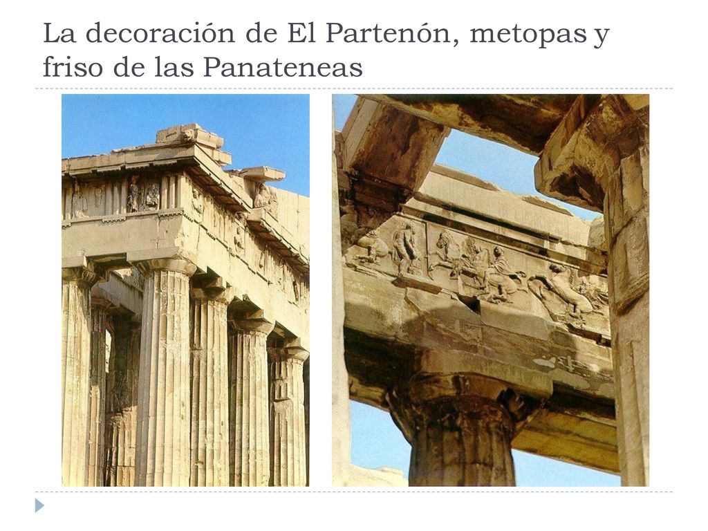 La decoración de El Partenón, metopas y