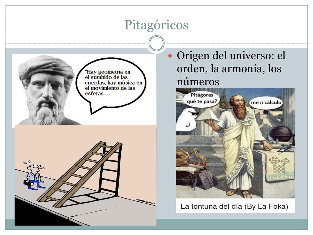 Pitagóricos Origen del universo: el orden, la armonía, los números