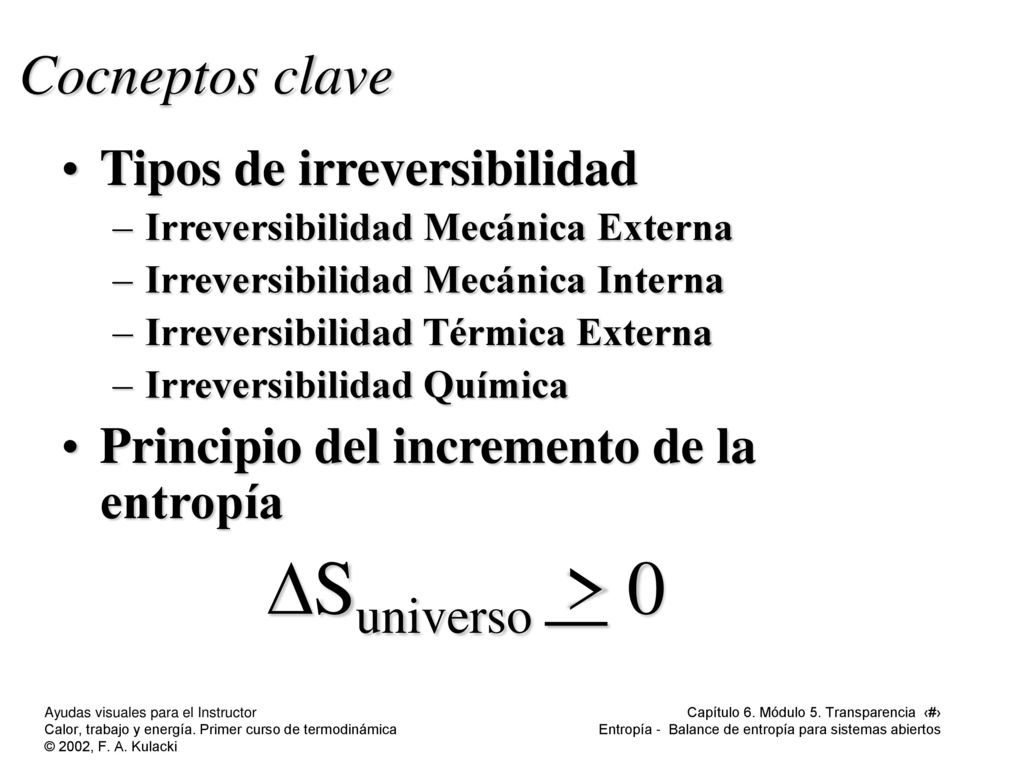DSuniverso > 0 Cocneptos clave Tipos de irreversibilidad