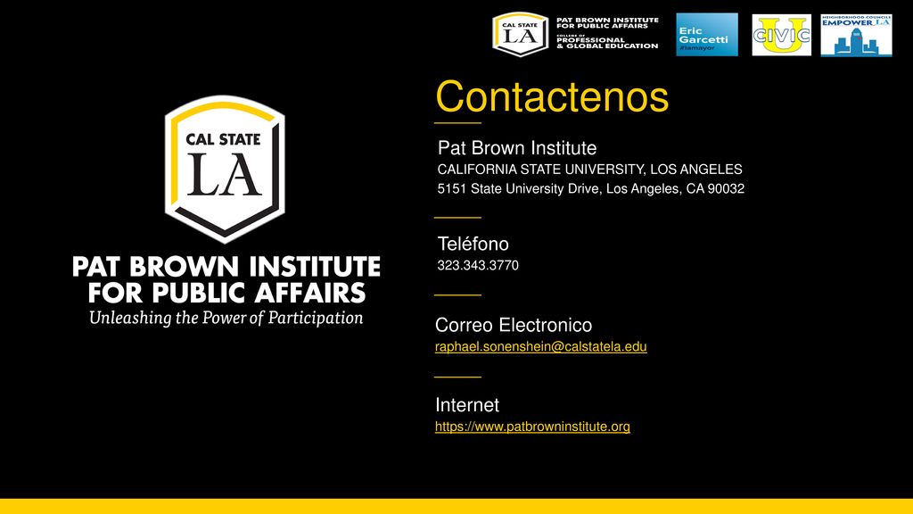 Contactenos Pat Brown Institute Teléfono Correo Electronico Internet