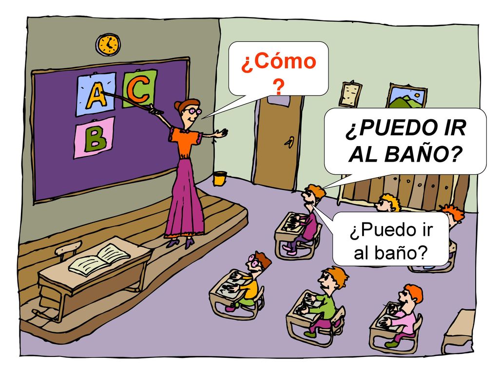 Dilo en español. Can I go to the bathroom ¿Puedo ir al baño