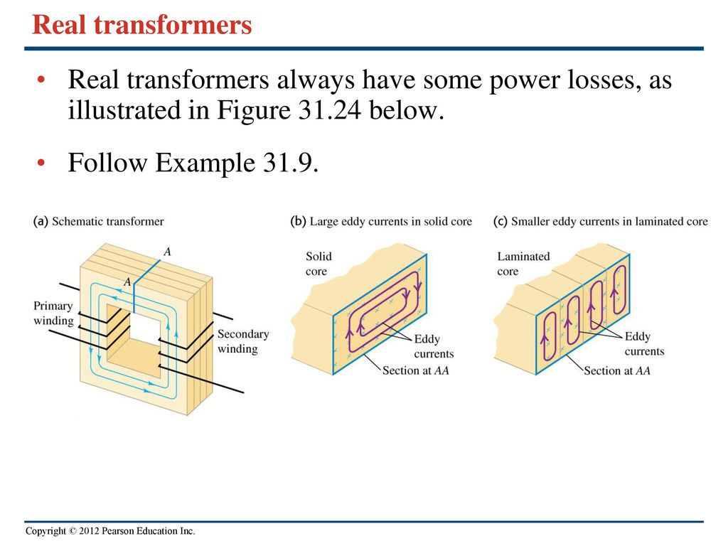 Real transformers Real transformers always have some power losses, as illustrated in Figure below.