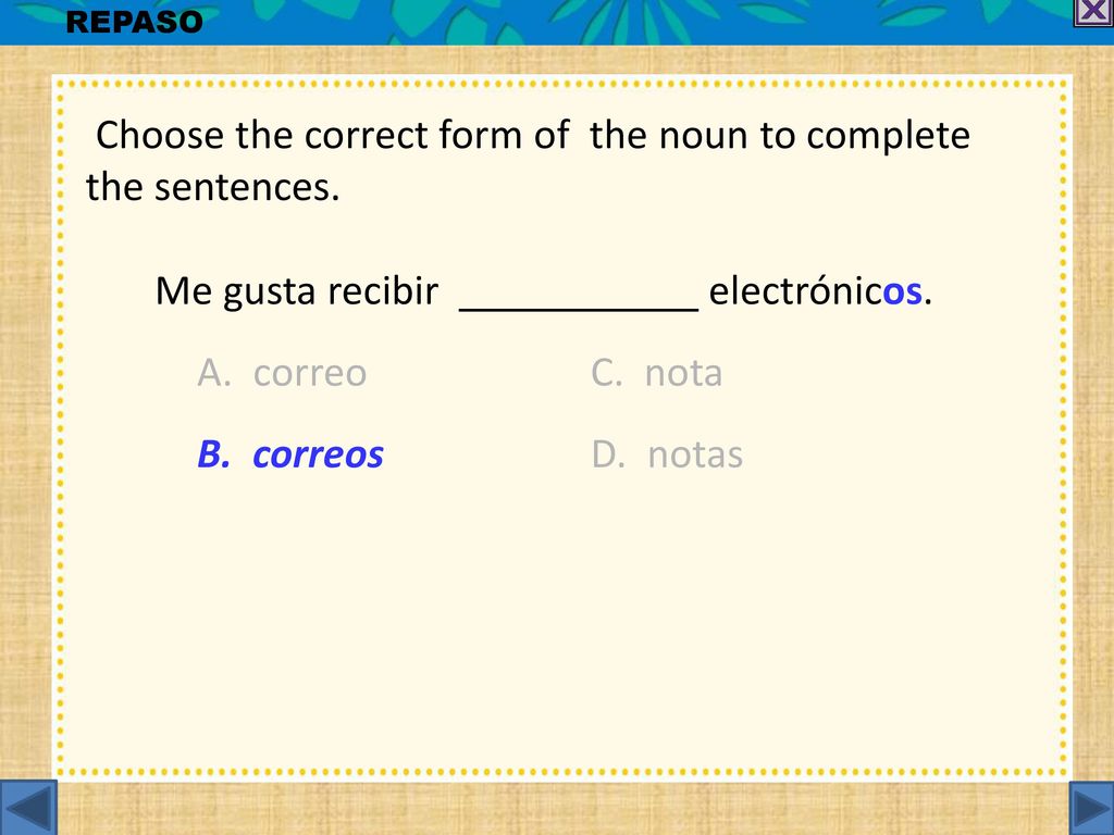 Choose the correct form of the noun to complete the sentences.