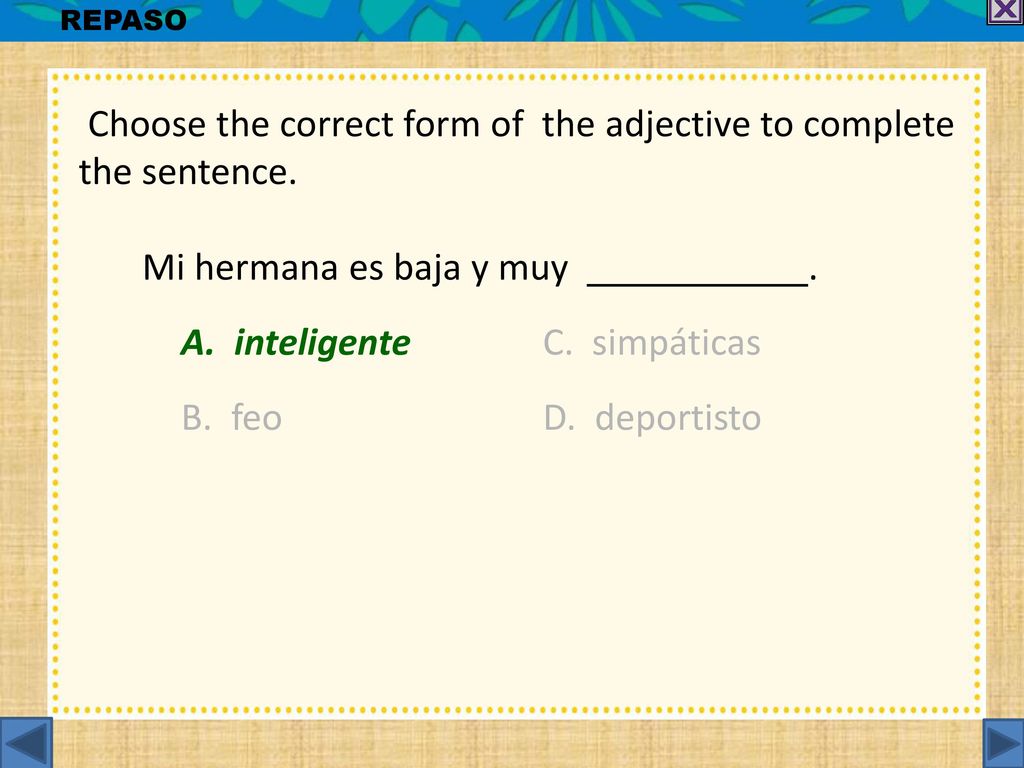 Choose the correct form of the adjective to complete the sentence.