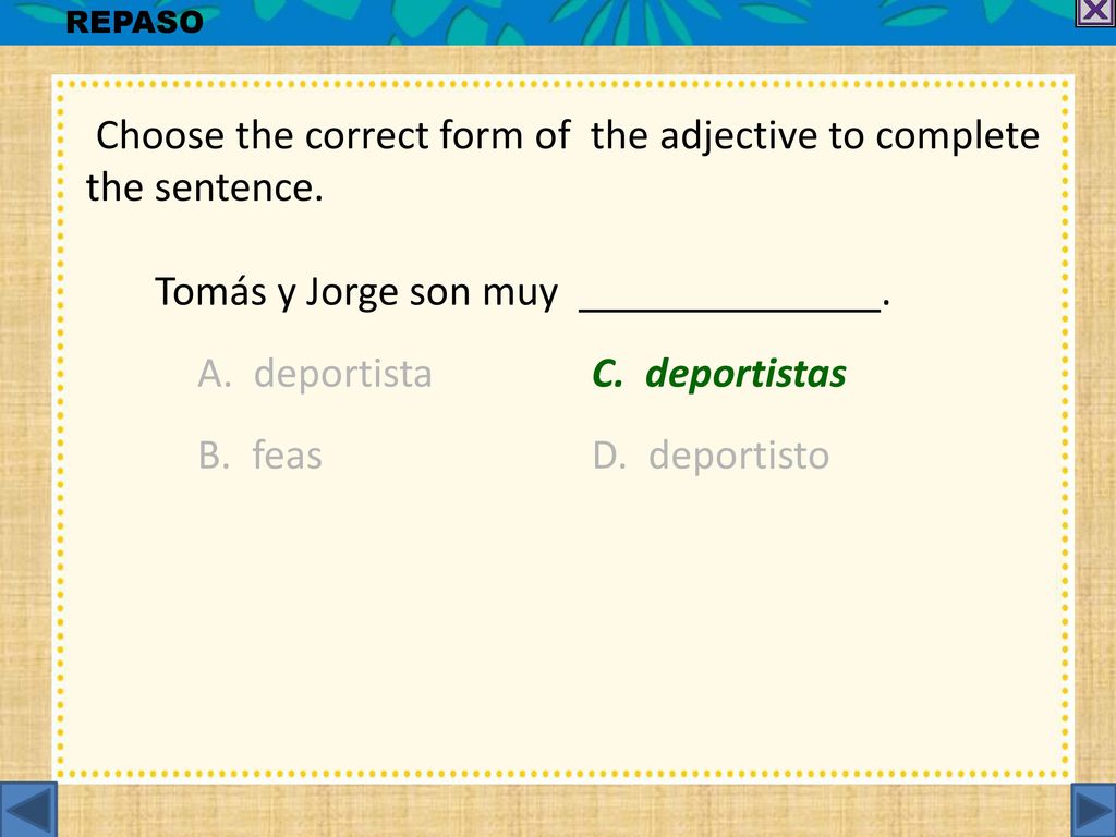 Choose the correct form of the adjective to complete the sentence.