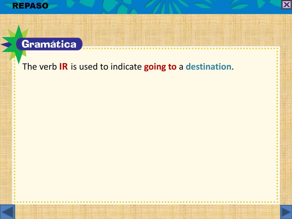 The verb ir is used to indicate going to a destination.