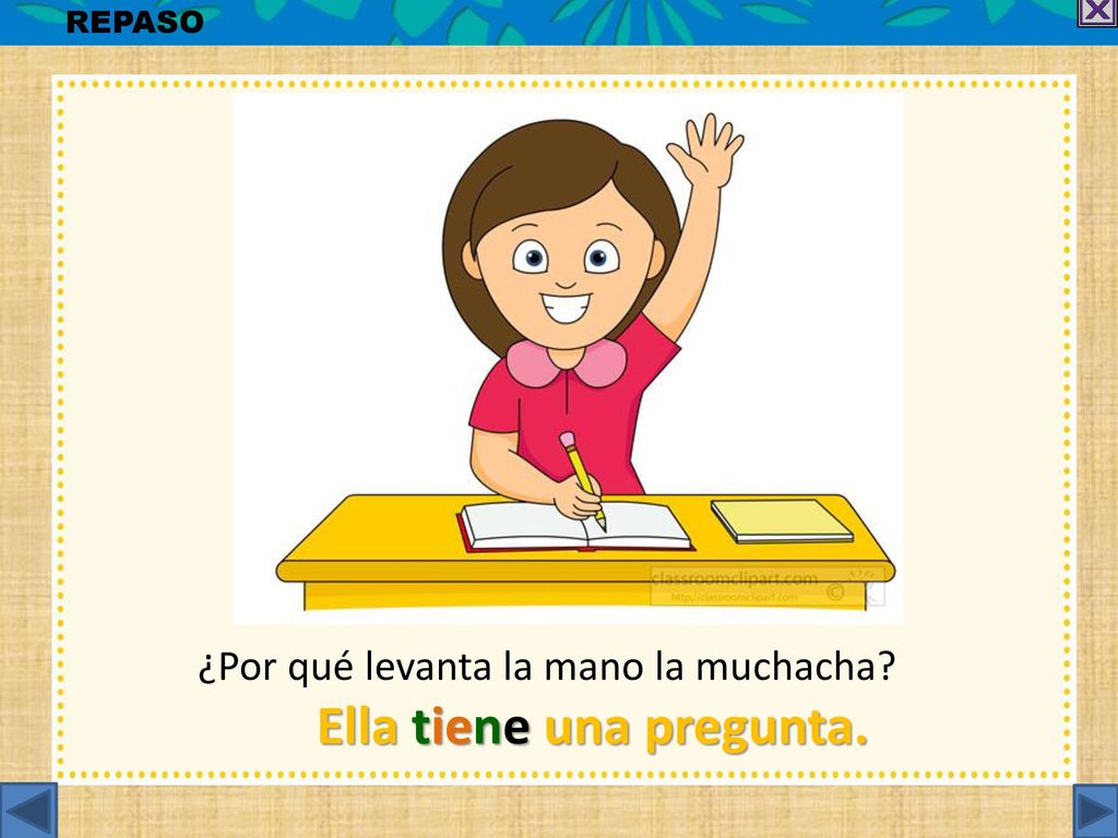 ¿Por qué levanta la mano la muchacha Ella tiene una pregunta.