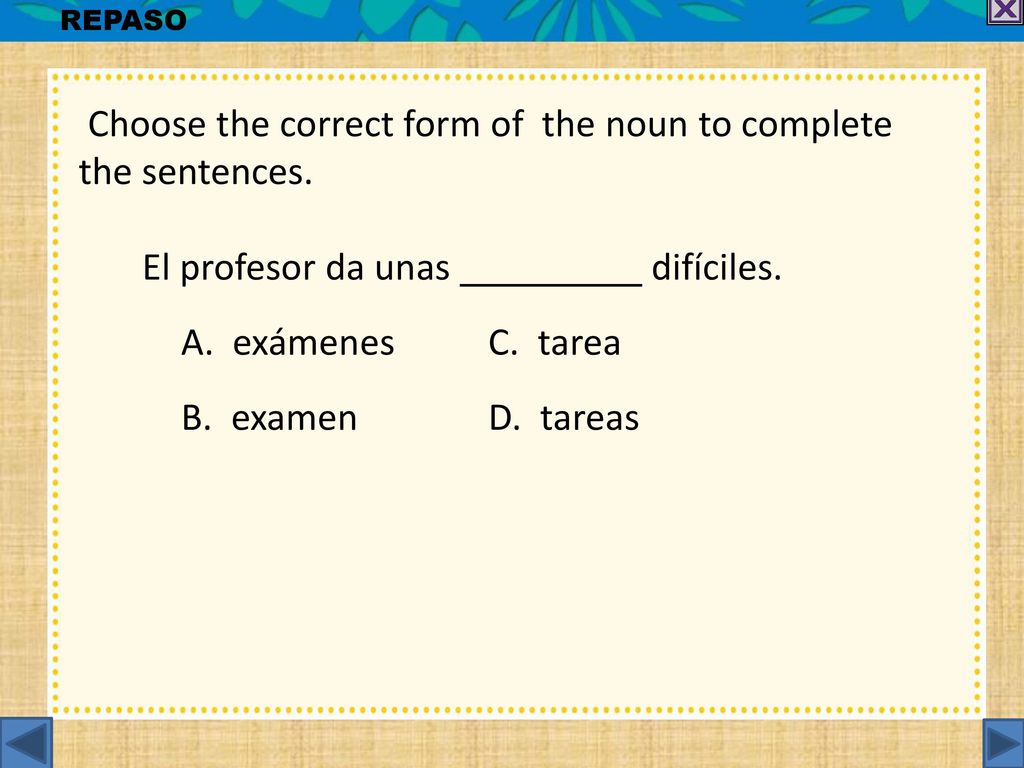Choose the correct form of the noun to complete the sentences.