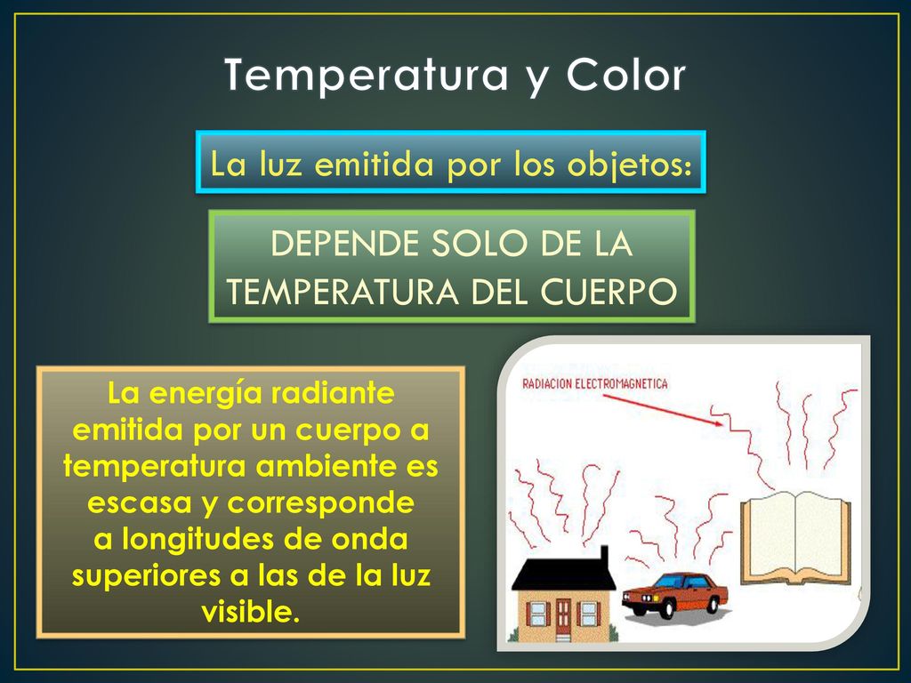 Temperatura y Color La luz emitida por los objetos: DEPENDE SOLO DE LA