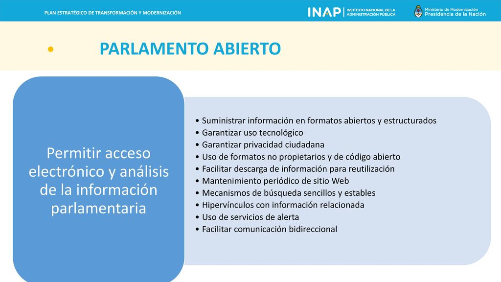 Permitir acceso electrónico y análisis de la información parlamentaria