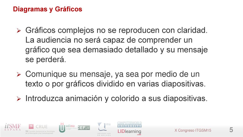 Introduzca animación y colorido a sus diapositivas.
