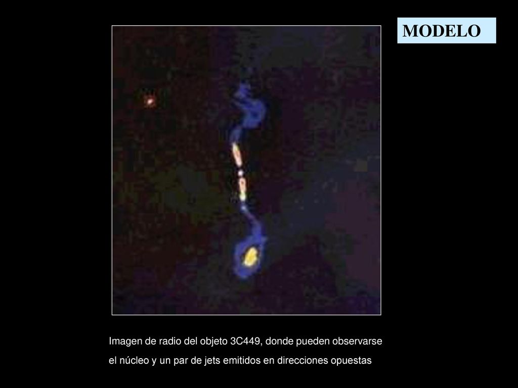 MODELO Imagen de radio del objeto 3C449, donde pueden observarse
