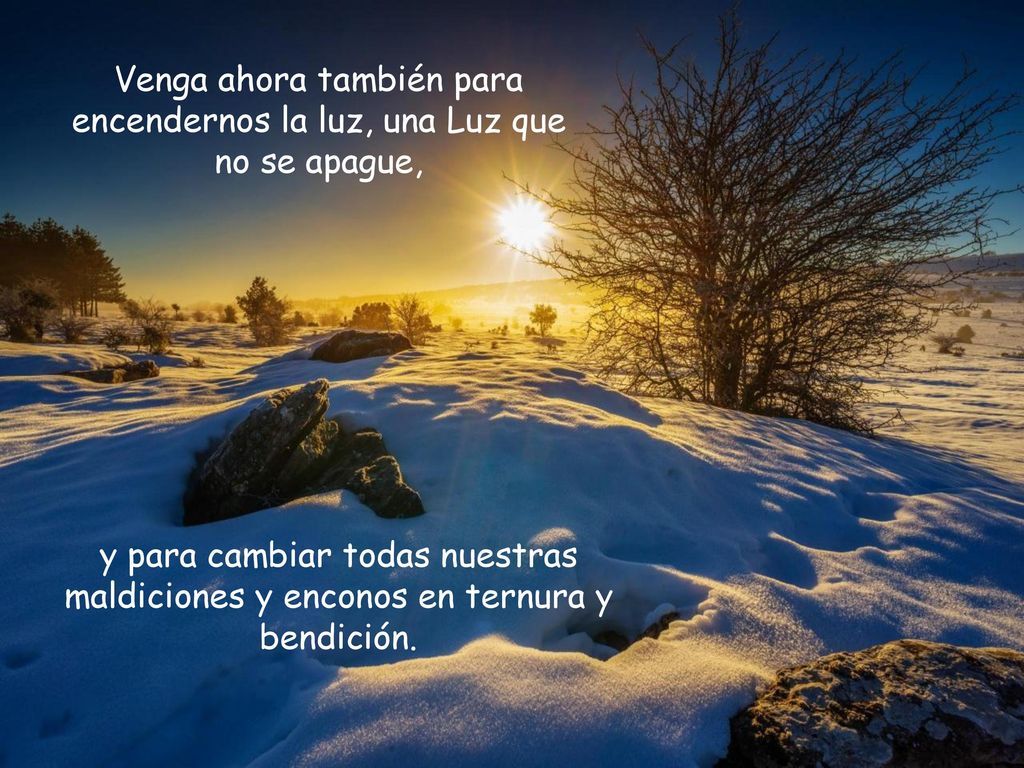 Venga ahora también para encendernos la luz, una Luz que no se apague,