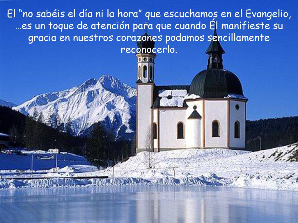 El no sabéis el día ni la hora que escuchamos en el Evangelio, …es un toque de atención para que cuando Él manifieste su gracia en nuestros corazones podamos sencillamente reconocerlo.
