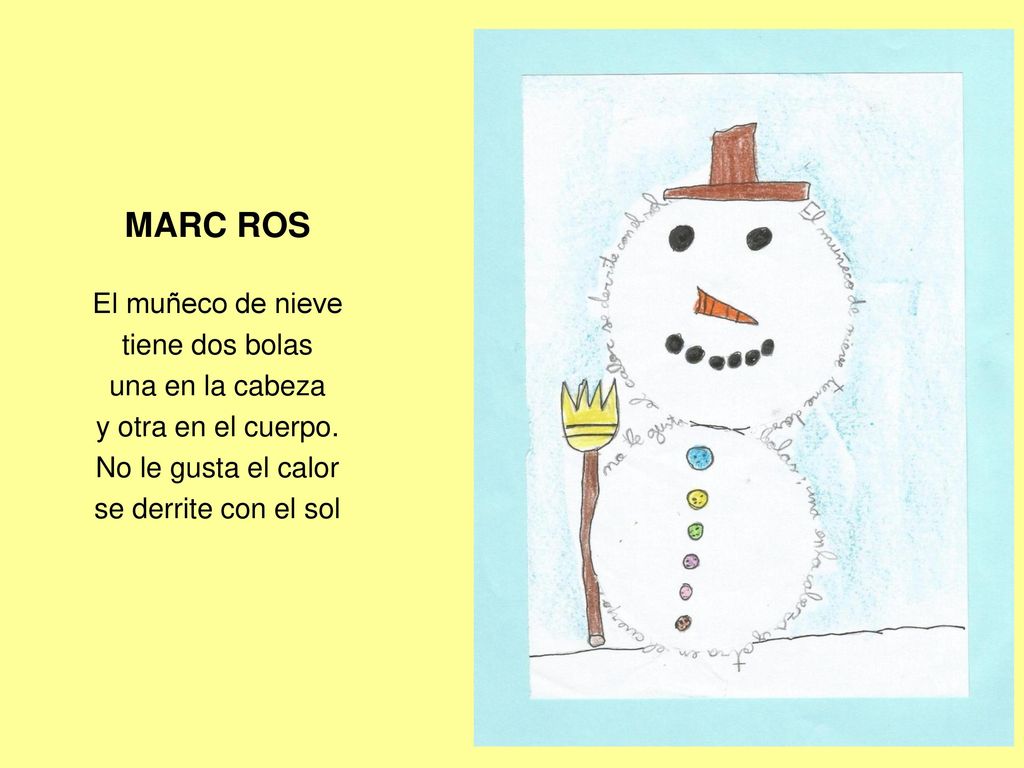 MARC ROS El muñeco de nieve tiene dos bolas una en la cabeza