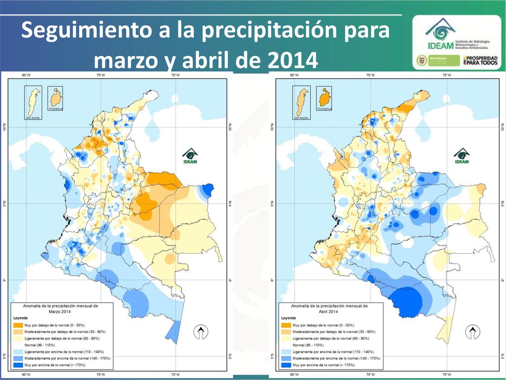 Seguimiento a la precipitación para marzo y abril de 2014