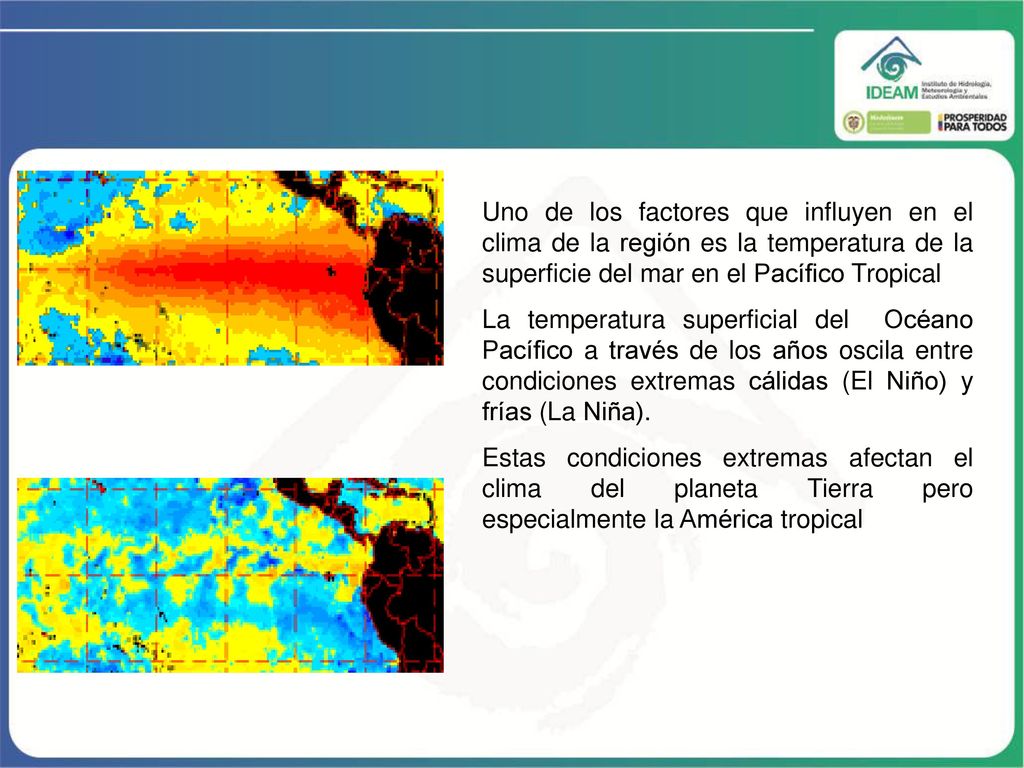 Uno de los factores que influyen en el clima de la región es la temperatura de la superficie del mar en el Pacífico Tropical