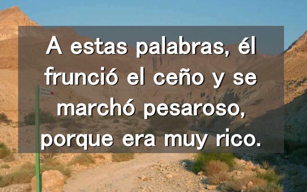 A estas palabras, él frunció el ceño y se marchó pesaroso, porque era muy rico.