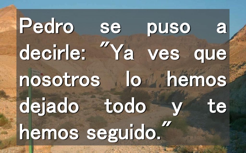 Pedro se puso a decirle: Ya ves que nosotros lo hemos dejado todo y te hemos seguido.