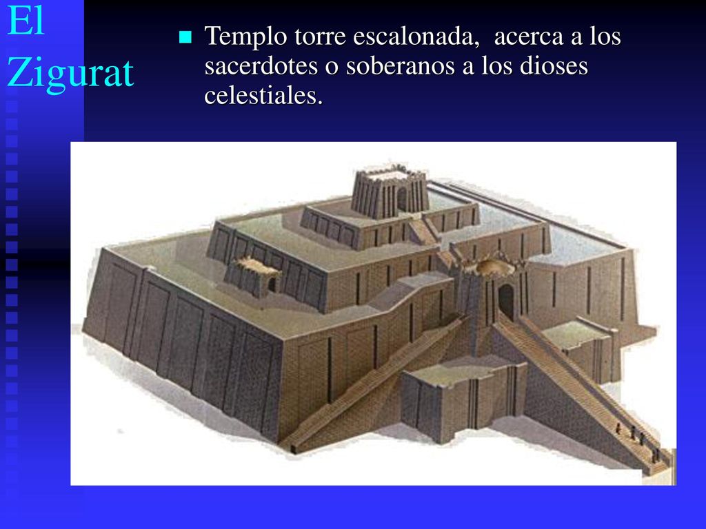 El Zigurat Templo torre escalonada, acerca a los sacerdotes o soberanos a los dioses celestiales.