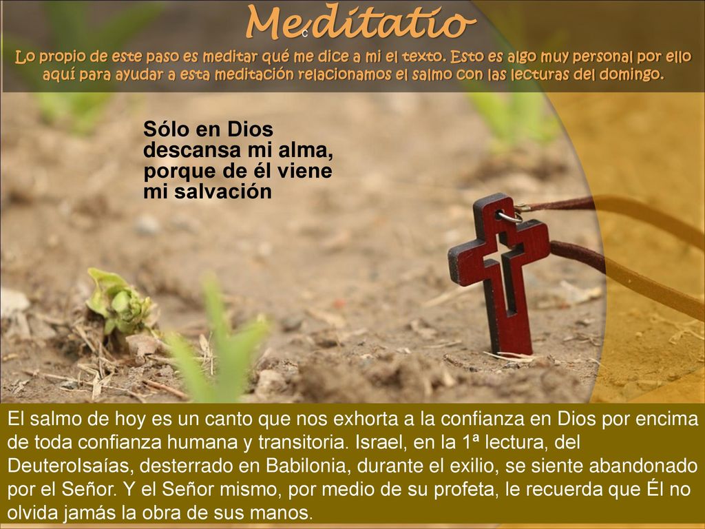 Sólo en Dios descansa mi alma, porque de él viene mi salvación