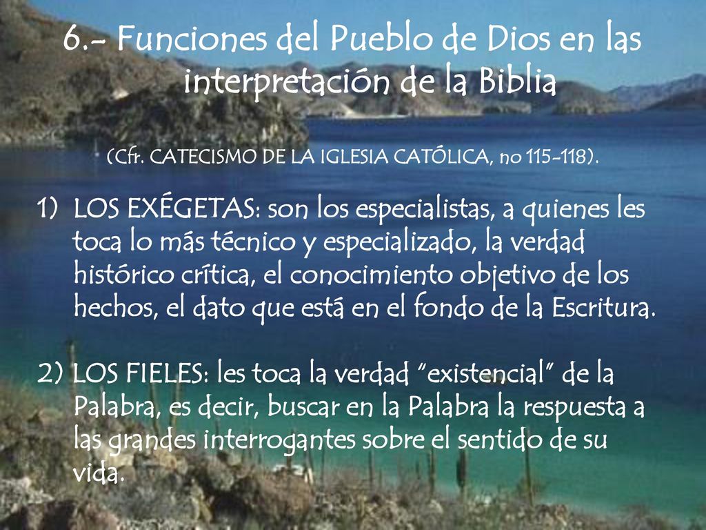 6.- Funciones del Pueblo de Dios en las interpretación de la Biblia
