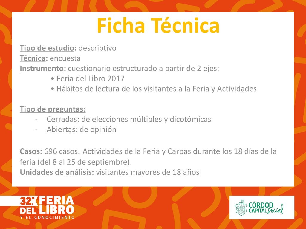 Ficha Técnica Tipo de estudio: descriptivo Técnica: encuesta