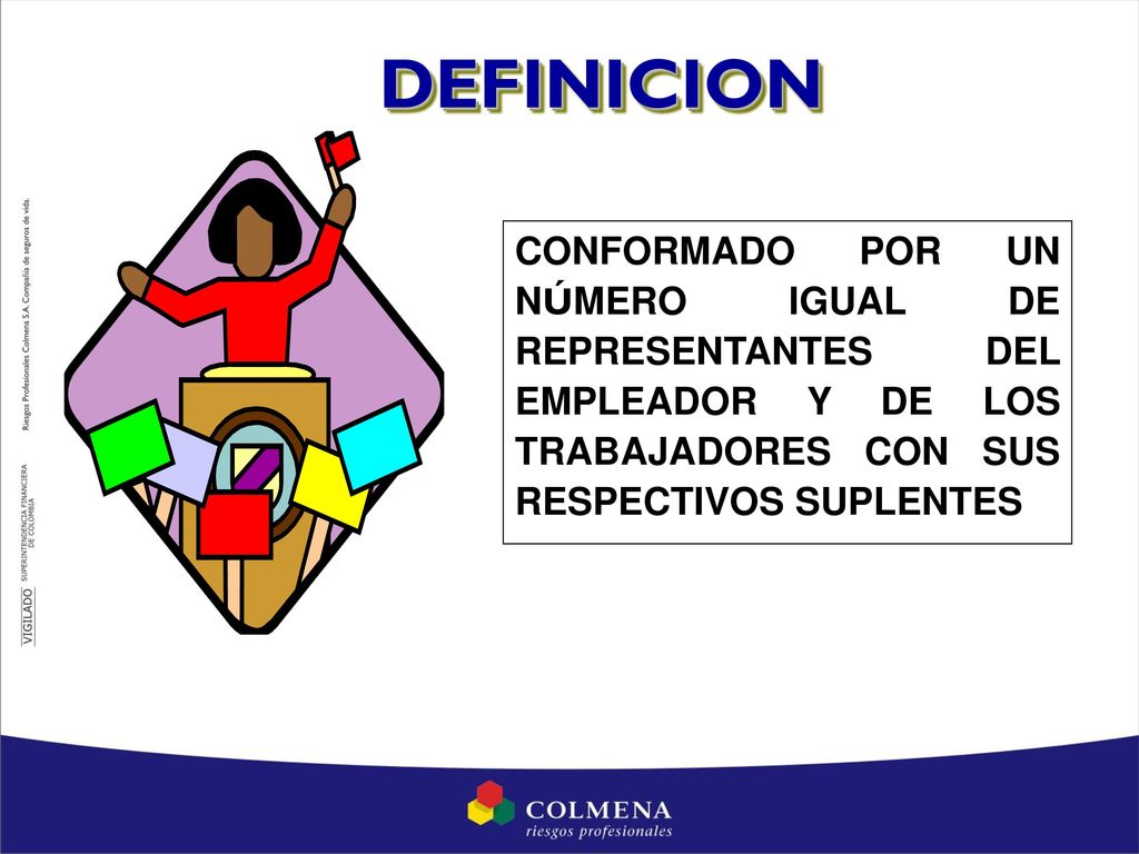 DEFINICION CONFORMADO POR UN NÚMERO IGUAL DE REPRESENTANTES DEL EMPLEADOR Y DE LOS TRABAJADORES CON SUS RESPECTIVOS SUPLENTES.