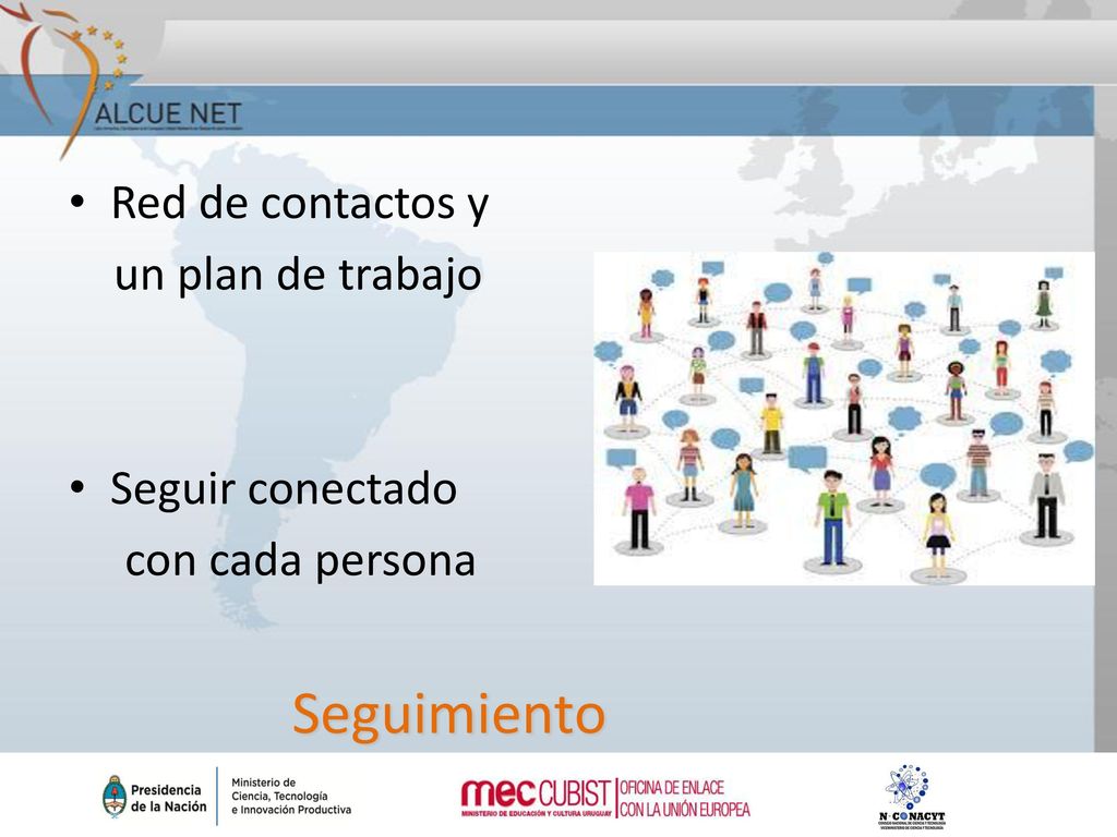 Seguimiento Red de contactos y un plan de trabajo Seguir conectado