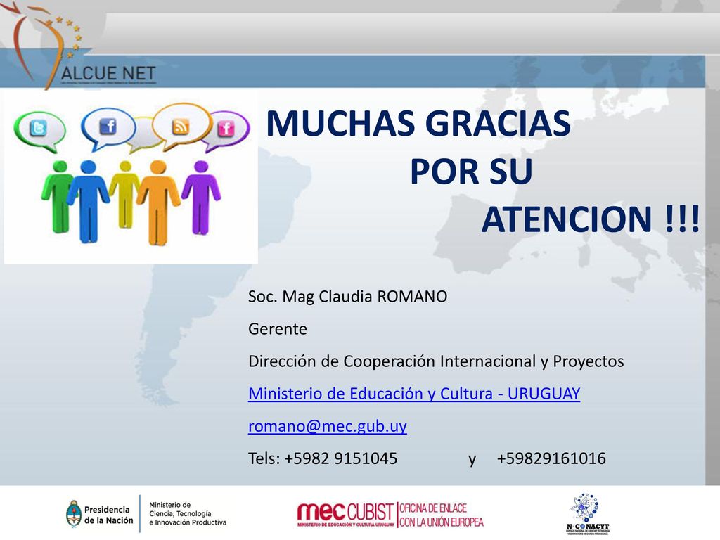 MUCHAS GRACIAS POR SU ATENCION !!! Soc. Mag Claudia ROMANO Gerente