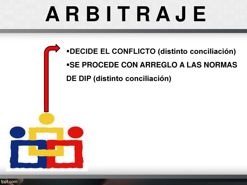 A R B I T R A J E DECIDE EL CONFLICTO (distinto conciliación)