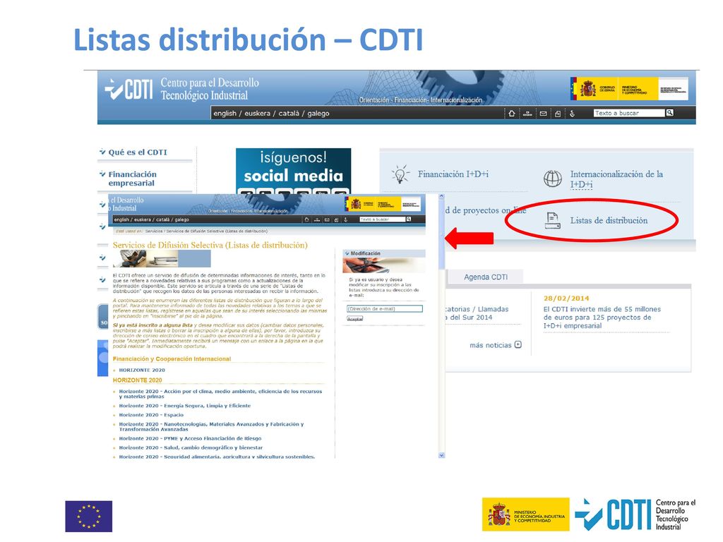 Listas distribución – CDTI