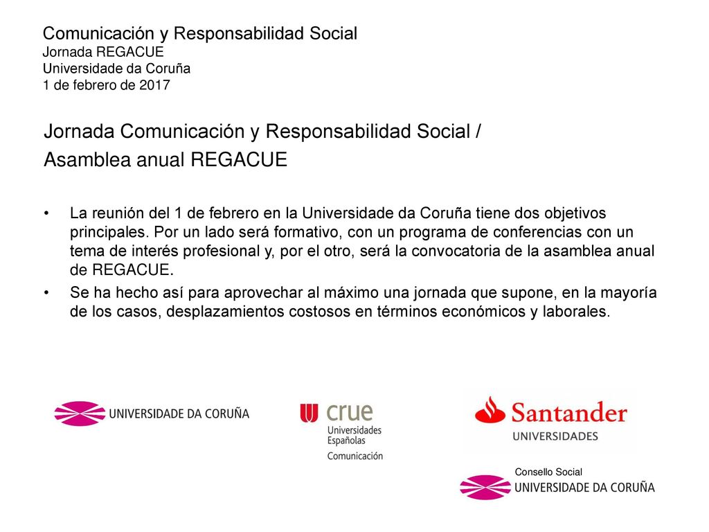 Jornada Comunicación y Responsabilidad Social / Asamblea anual REGACUE