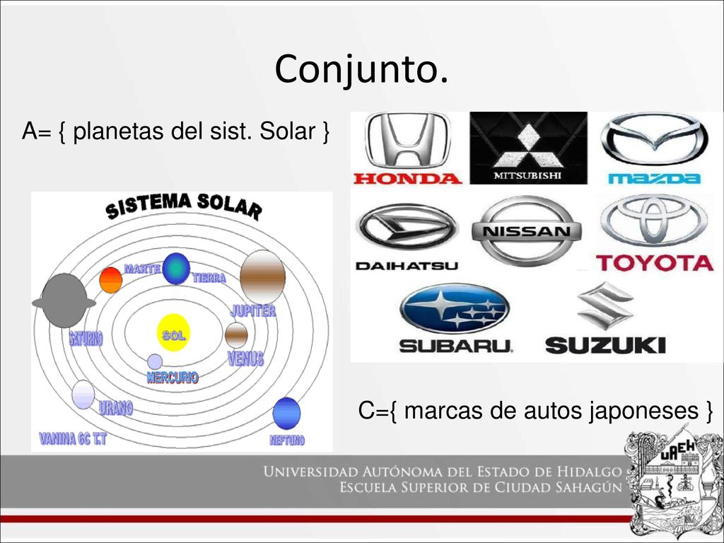 Conjunto. Conjunto A A= { planetas del sist. Solar }